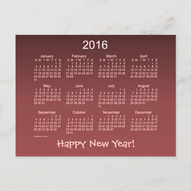 Cartes Pour Fêtes Annuelles Bonne année 2016 (Devant)