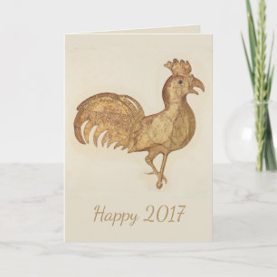 Cartes Pour Fêtes Annuelles Bonne année 2017 Coq Aquarelle Vintage