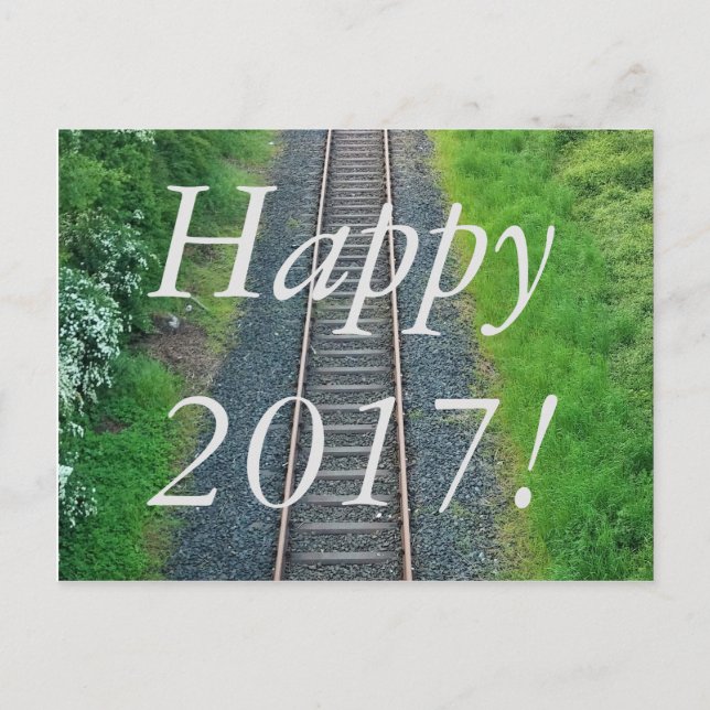 Cartes Pour Fêtes Annuelles Bonne année 2017 Train Track Railway Nature (Devant)