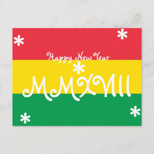 Cartes Pour Fêtes Annuelles Bonne année 2018 Rasta rayé couleurs