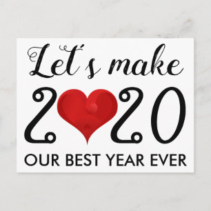 Cartes Pour Fêtes Annuelles Bonne année 2020 Citation Motivationnelle Coeur