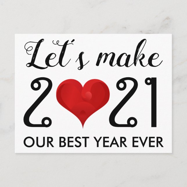 Cartes Pour Fêtes Annuelles Bonne année 2021 Citation Motivationnelle Coeur (Devant)