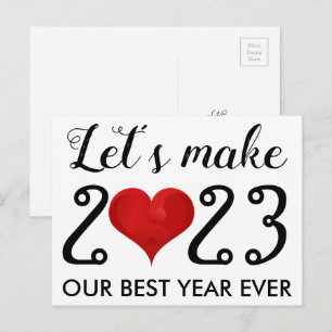 Cartes Pour Fêtes Annuelles Bonne année 2023 Citation Motivationnelle Coeur