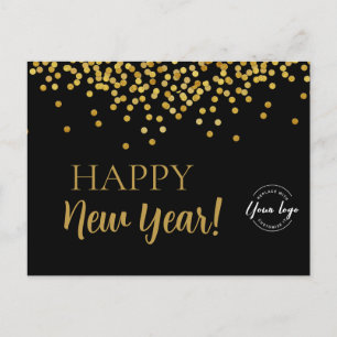 Cartes Pour Fêtes Annuelles Bonne année 2024 Black Gold confetti Business