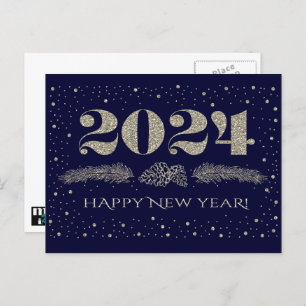 Cartes Pour Fêtes Annuelles Bonne année 2024. Branches de pin