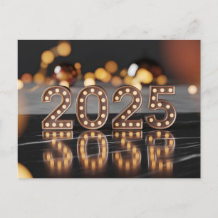 Cartes Pour Fêtes Annuelles Bonne année 2025 avec lumières festives