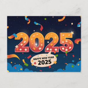 Cartes Pour Fêtes Annuelles Bonne année 2025 avec texte coloré