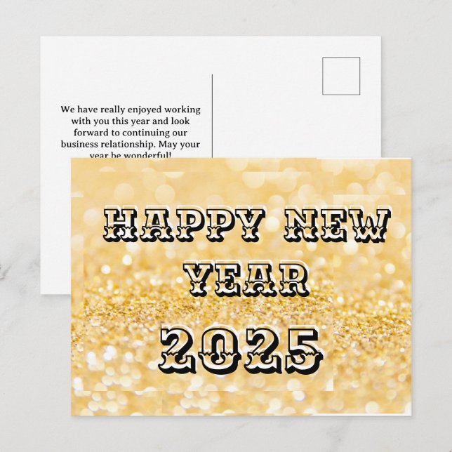 Cartes Pour Fêtes Annuelles Bonne année 2025 Chic Custom Gold Business (Devant / Derrière)