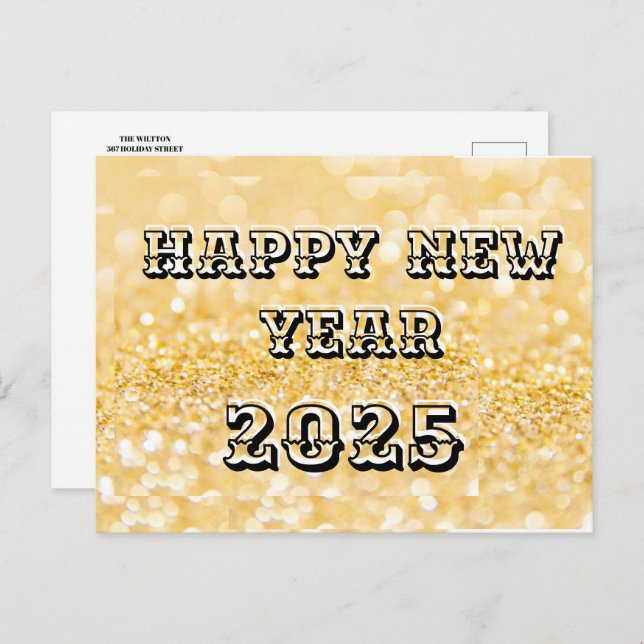 Cartes Pour Fêtes Annuelles Bonne année 2025 Chic Custom Gold Business (Devant / Derrière)