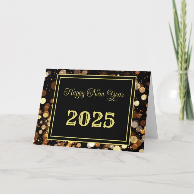 Cartes Pour Fêtes Annuelles Bonne année 2025 Chic Or personnalisé Entreprise (Devant)