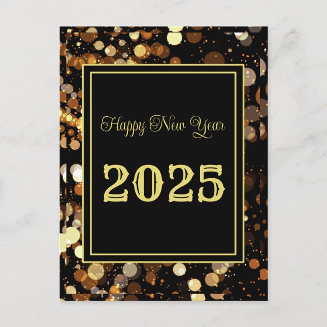 Cartes Pour Fêtes Annuelles Bonne année 2025 Elégante bulle d'or (Devant)