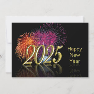 Cartes Pour Fêtes Annuelles Bonne année 2025 Feux d'artifice en or
