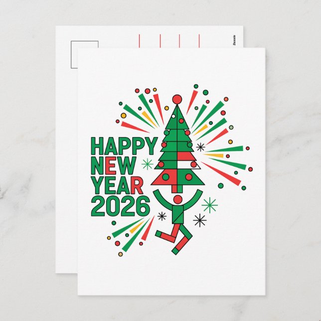 Cartes Pour Fêtes Annuelles Bonne année 2026 Célébration (Devant / Derrière)