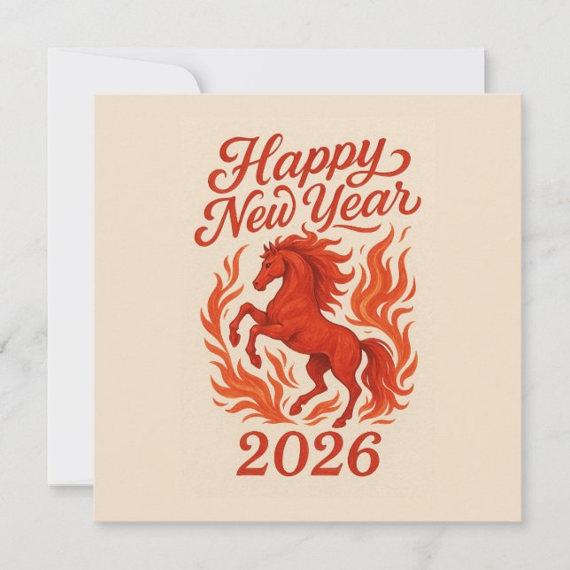 Cartes Pour Fêtes Annuelles Bonne année 2026 Cheval de feu (Devant)