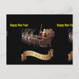 Cartes Pour Fêtes Annuelles Bonne année 2026 – Traîneau du Père Noël sur fond 