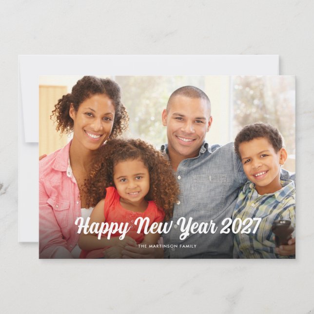 Cartes Pour Fêtes Annuelles Bonne année 2027 Superposition de script simple (Devant)