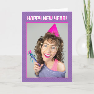 Cartes Pour Fêtes Annuelles Bonne année à quiconque Femme drôle aux cheveux vo