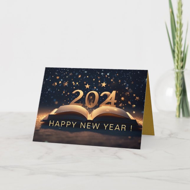 Cartes Pour Fêtes Annuelles Bonne année avec le livre ouvert C (Devant)
