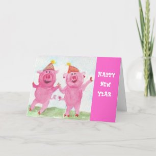 Cartes Pour Fêtes Annuelles Bonne Année avec les Party Pigs
