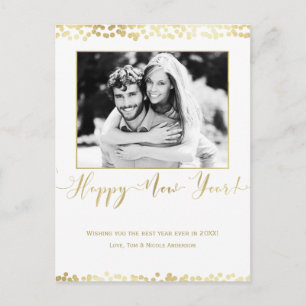 Cartes Pour Fêtes Annuelles Bonne année blanche et or Moderne Chic Photo