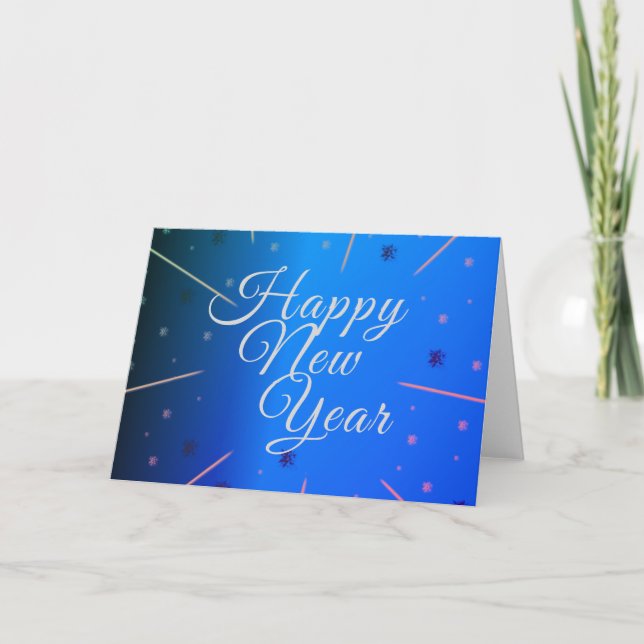Cartes Pour Fêtes Annuelles Bonne année Bleu Moderne Script (Devant)