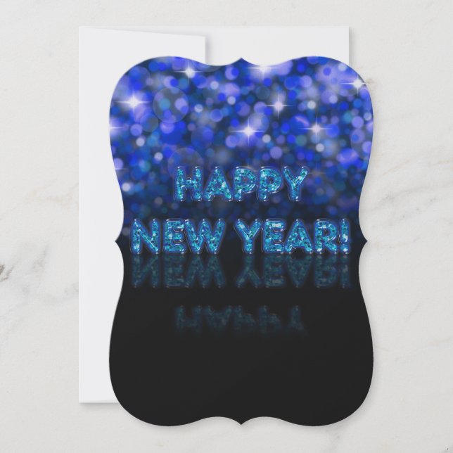 Cartes Pour Fêtes Annuelles Bonne année ! | Blue Bokehs Sparkings (Devant)