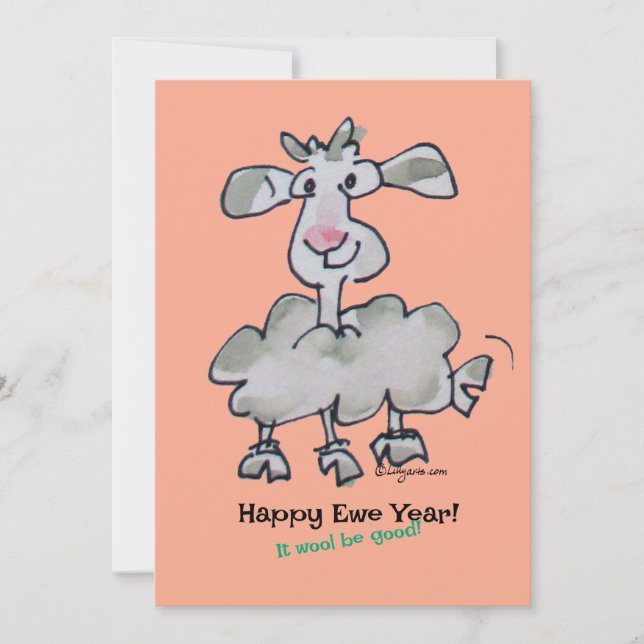 Cartes Pour Fêtes Annuelles Bonne année brebis ! Cela sera bon Cartoon Sheep  (Devant)