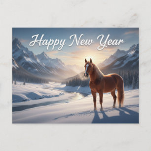 Cartes Pour Fêtes Annuelles Bonne année Cheval Rouge dans la vallée de la mont