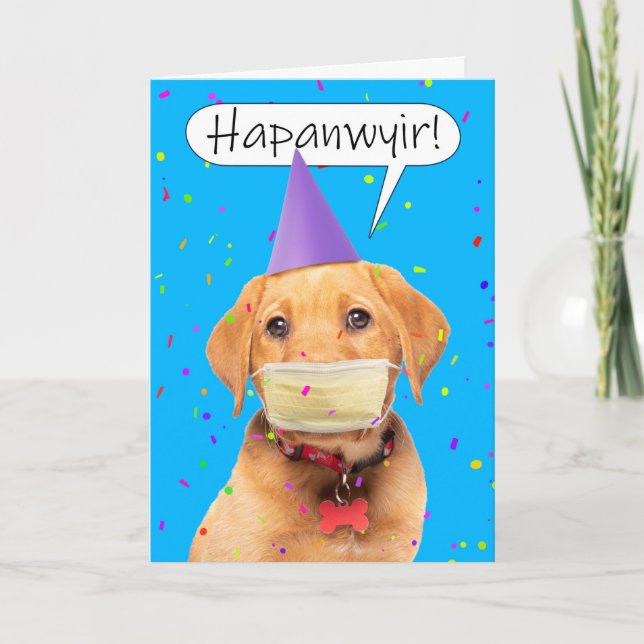 Cartes Pour Fêtes Annuelles Bonne année Chien qui parle étouffé dans un masque (Devant)