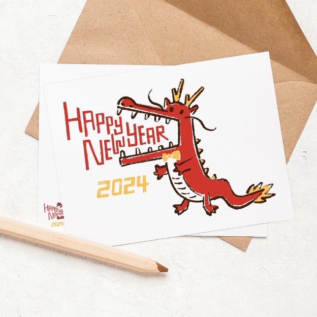 Cartes Pour Fêtes Annuelles Bonne Année Chinoise 2024 Année Du Dragon (Créateur téléchargé)