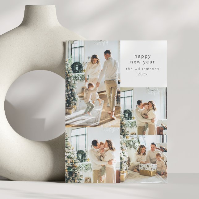 Cartes Pour Fêtes Annuelles Bonne année Collage multi-photo avec message perso (Créateur téléchargé)