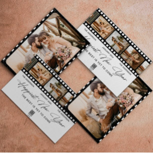 Cartes Pour Fêtes Annuelles Bonne Année Collage Photo Minimaliste de Film pour