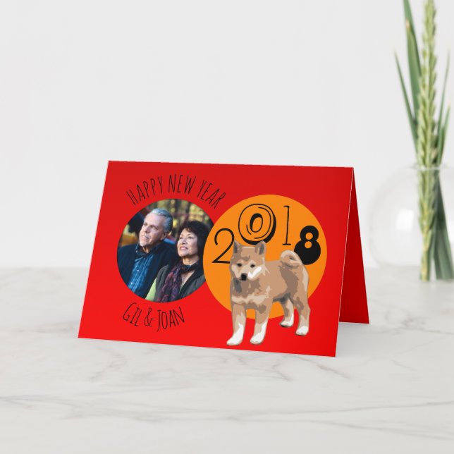 Cartes Pour Fêtes Annuelles Bonne année de chien Cadres photo en C (Devant)