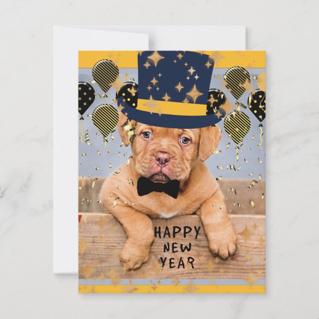 Cartes Pour Fêtes Annuelles Bonne année de Dogue de Bordeaux (Devant)