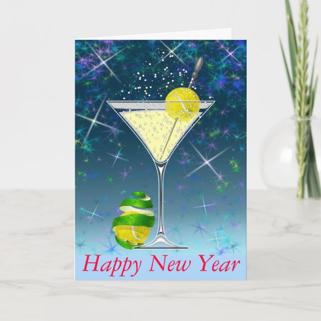 Cartes Pour Fêtes Annuelles Bonne année de Martini de tennis (Devant)