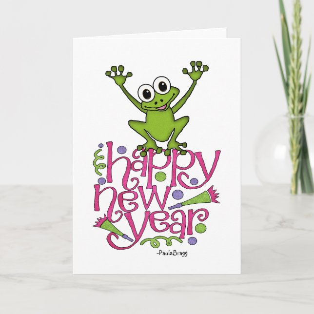Cartes Pour Fêtes Annuelles Bonne année de vif la grenouille (Devant)