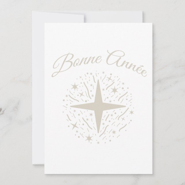 Cartes Pour Fêtes Annuelles Bonne Année : design argenté avec des étoiles (Devant)