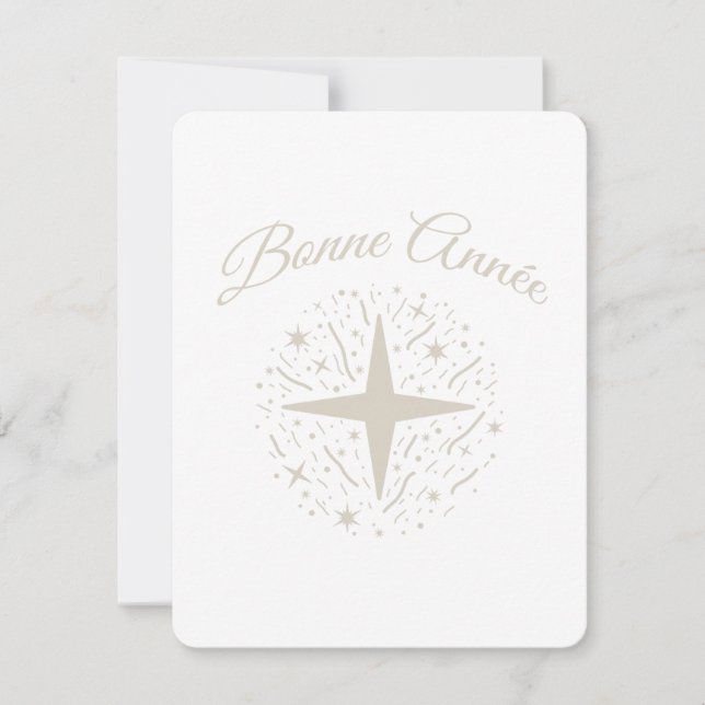 Cartes Pour Fêtes Annuelles Bonne Année : design argenté avec des étoiles (Devant)