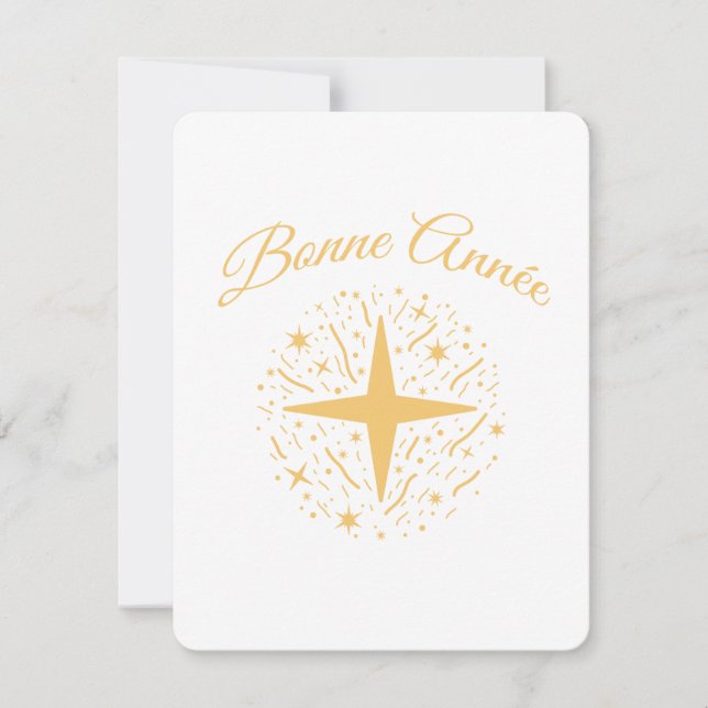 Cartes Pour Fêtes Annuelles Bonne Année dorée : étoiles et confettis les fêtes (Devant)