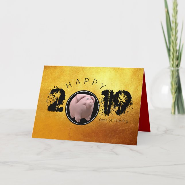 Cartes Pour Fêtes Annuelles Bonne année du cochon 2019 Original 3D salutation  (Devant)