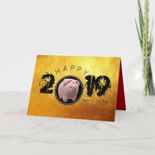 Cartes Pour Fêtes Annuelles Bonne Année du Cochon 2019 Original 3D Vœux dorés 