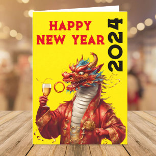 Cartes Pour Fêtes Annuelles Bonne année du Dragon Année Lunaire Chinoise 2024