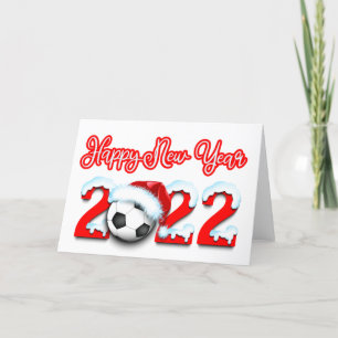 Cartes Pour Fêtes Annuelles Bonne année enneigée 2022 ballon de football 