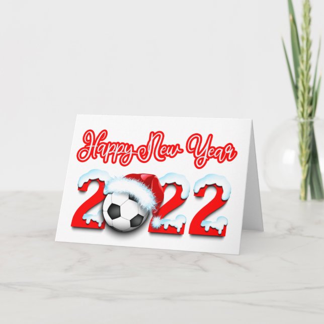 Cartes Pour Fêtes Annuelles Bonne année enneigée 2022 ballon de football  (Devant)