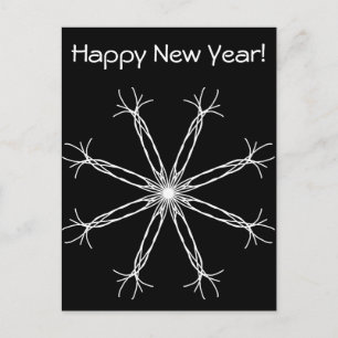 Cartes Pour Fêtes Annuelles Bonne année ! Étoile de kaléidoscope noir et blanc