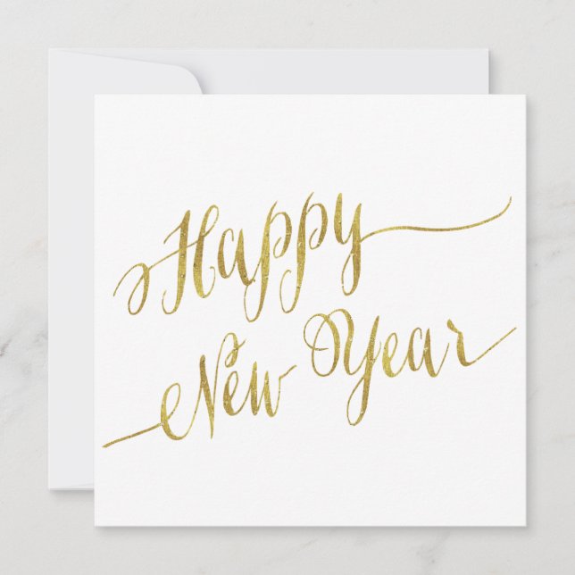 Cartes Pour Fêtes Annuelles Bonne année Faux Gold Foil Salutation (Devant)