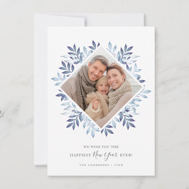 Cartes Pour Fêtes Annuelles Bonne année Festive Foliage encadré Photo (Devant)