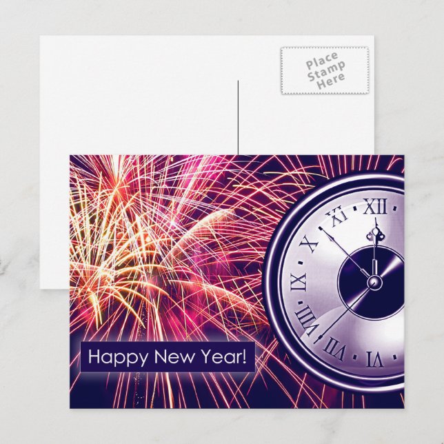 Cartes Pour Fêtes Annuelles Bonne année. Feux (Devant / Derrière)