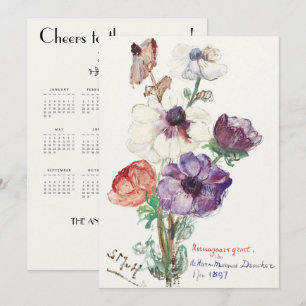Cartes Pour Fêtes Annuelles Bonne année florale vintage