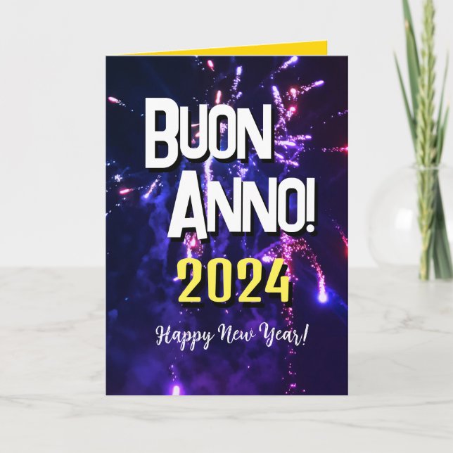 Cartes Pour Fêtes Annuelles Bonne année italienne | Auguri di Buon Anno 2024 (Devant)